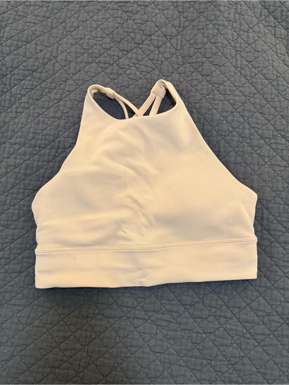 High neck long line ribbed energy bra